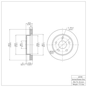 Dodge Dakota Brake Rotor (1) - Front - R1 Concepts - Plain - `05-`11